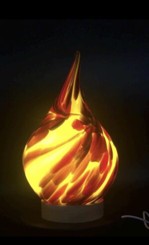 Orange / Red Teardrop Glass Lamp
