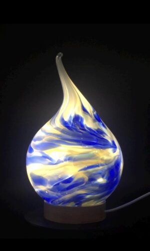 Blue Teardrop Glass Lamp