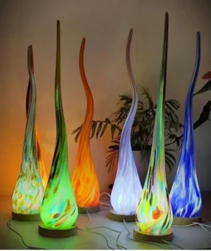 Handmade Flame Glass Floor and Table Lamp