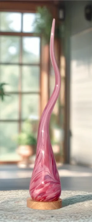 Pink Handmade Flame Glass Floor and Table Lamp