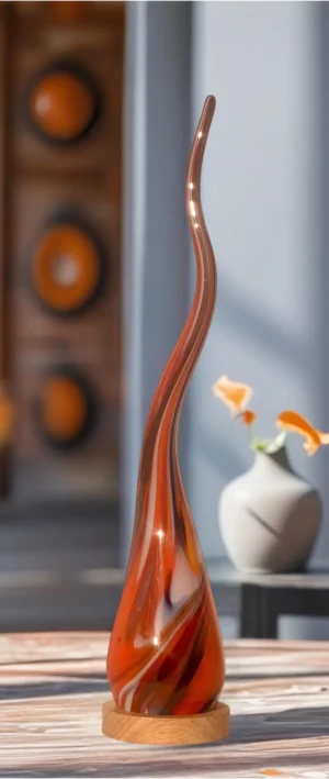 Red Handmade Flame Glass Floor and Table Lamp