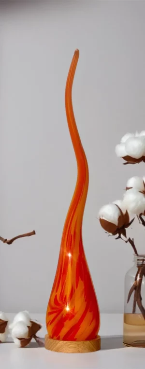 Orange Handmade Flame Glass Floor and Table Lamp