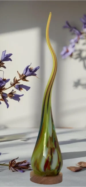 Green Handmade Flame Glass Floor and Table Lamp
