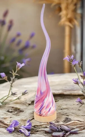 Pink/Purple Handmade Flame Glass Floor and Table Lamp