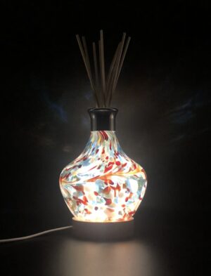 Glass Diffuser Bottle Lamp - Blue/Red